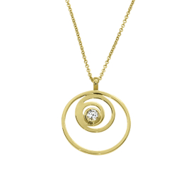 Anhänger 585 Gold weißer Saphir 3,0 mm Durchmesser 19 mm
