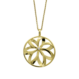 Anhänger 585 Gold Diamant 0,02 ct TWSi Durchmesser 24 mm