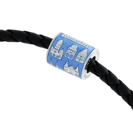 Lübeck jewellery pendant tube silver enamel blue