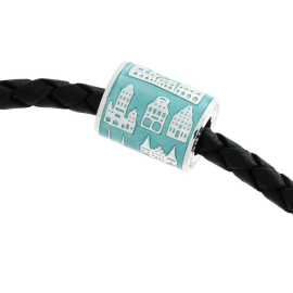 Lübeck jewellery pendant tube silver enamel green