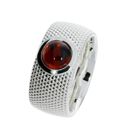 Ring Dots No1 silver garnet 7 mm round cab