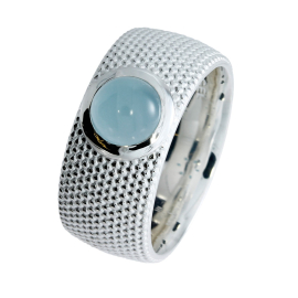 Ring Dots silver aquamarine 7 mm round