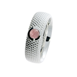 Ring Dots No2 silver pink tourmaline 4mm cab