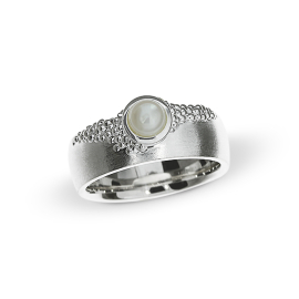 Ring Dots silver pearl 5 mm round