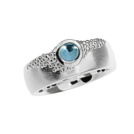 Ring Dots silver Topaz swiss 5 mm round cab
