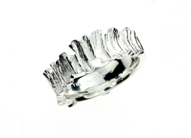 Ring Crease Wood Silber Breite 8 mm