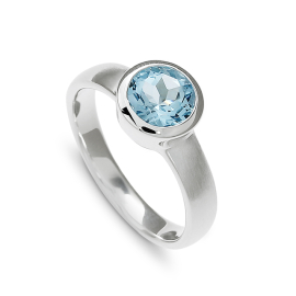 Ring Silber sky blue Topas 7 mm rund fac