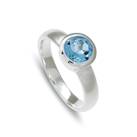 Ring Silber swiss blue Topas 7 mm rund fac