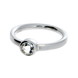 Ring si white topaz 5 mm round