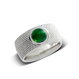 Ring Dots No1 silver green tourmaline 7mm round