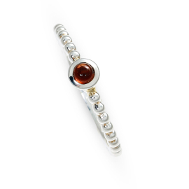 Ring Dots silver 32mm with garnet 3 mm round cab