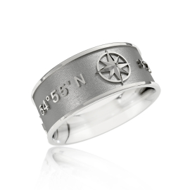 Ring Island Sylt coordinates silver oxidised