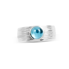 Ring Strandcores silver light Topaz Blue Swiss 7 mm round cab