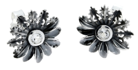 Stud earrings silver anodised steering motif 14 mm
