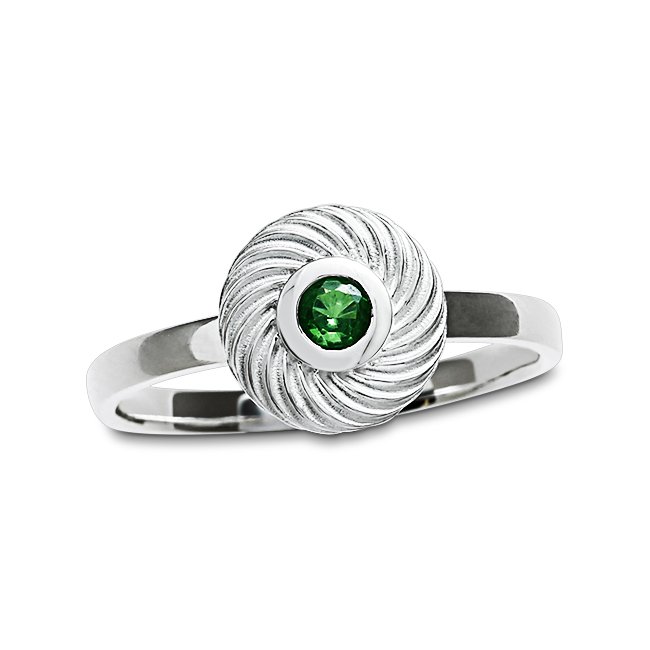 Ring silver tsavorite 3 mm fac  