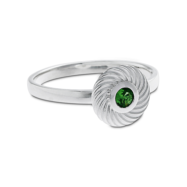 Ring silver tsavorite 3 mm fac  