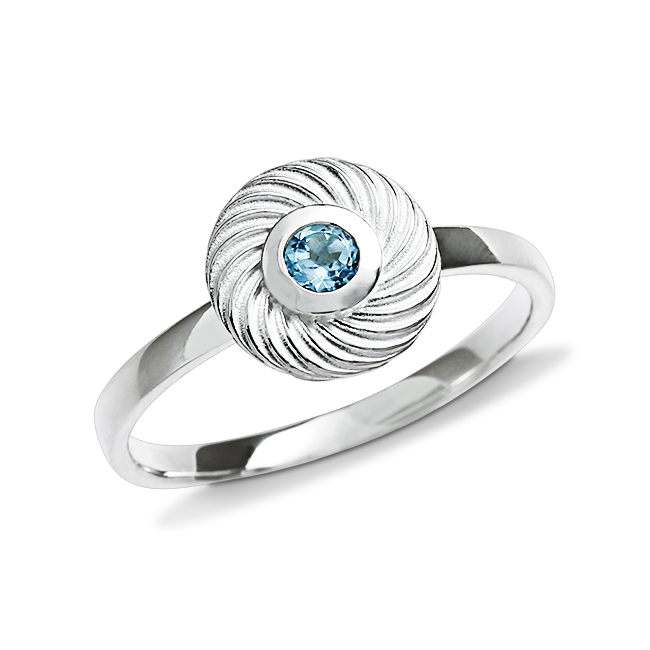 Ring silver blue topaz 3 mm fac  