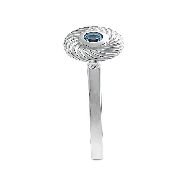 Ring silver blue topaz 3 mm fac  