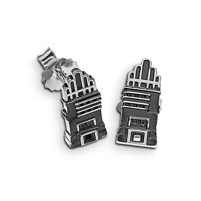 Five-Finger-Tower Darmstadt Stud Earrings 925 Silver oxidised  