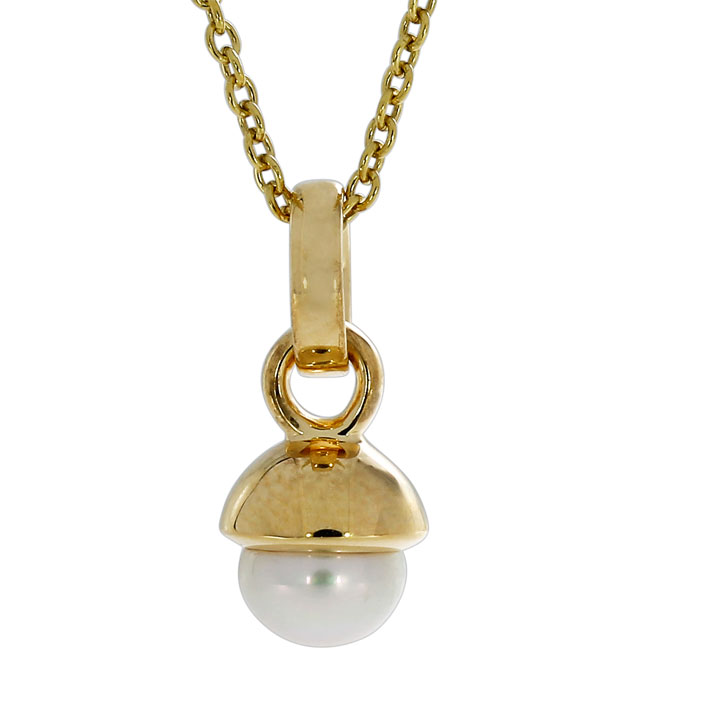Pendant si/gold plated acorn pearl 5 mm cab  