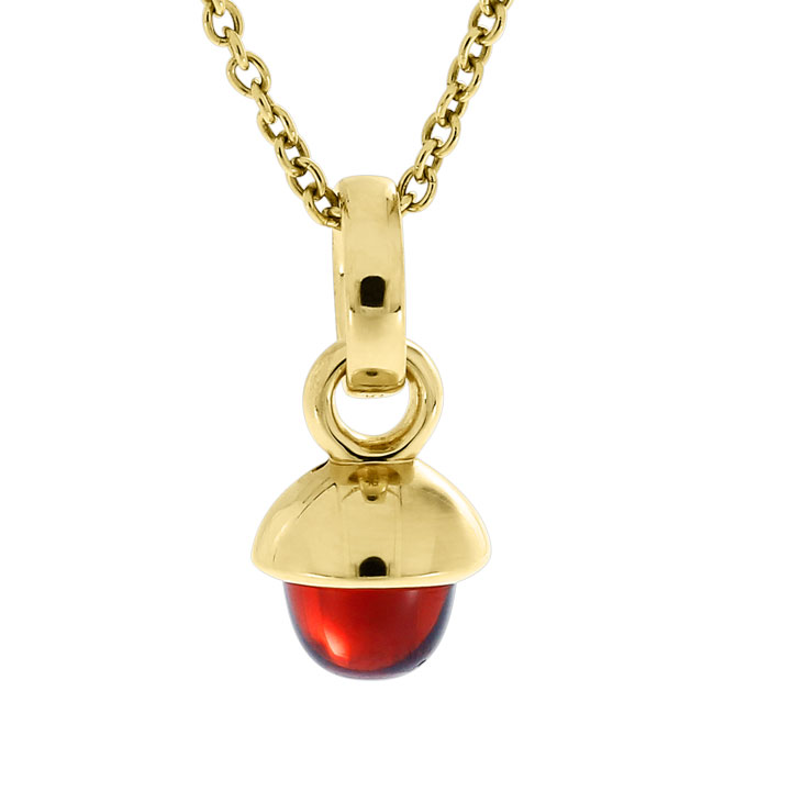 Pendant si/gold plated acorn garnet 5 mm cab  