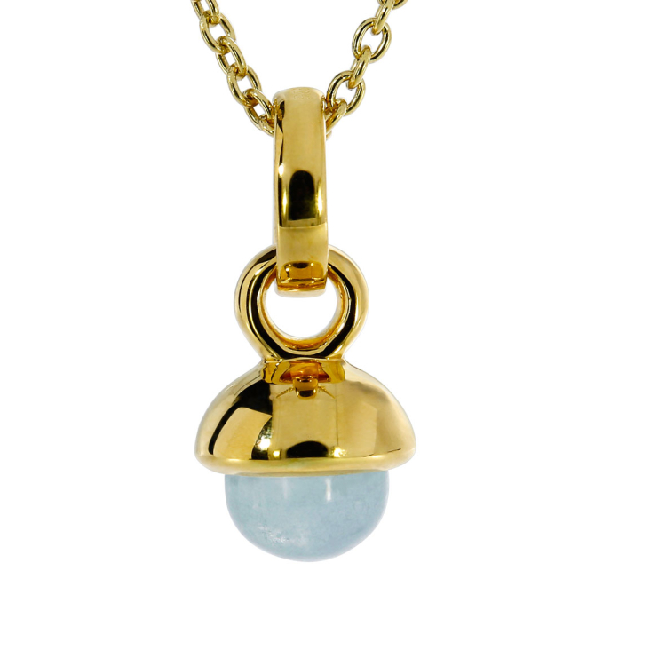 Pendant si/gold plated acorn aquamarine 5 mm cab  