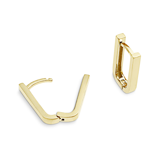 Creole 585 Gelbgold rechteckig mit Scharnier 14 x 9 mm, Breite 2,2 mm