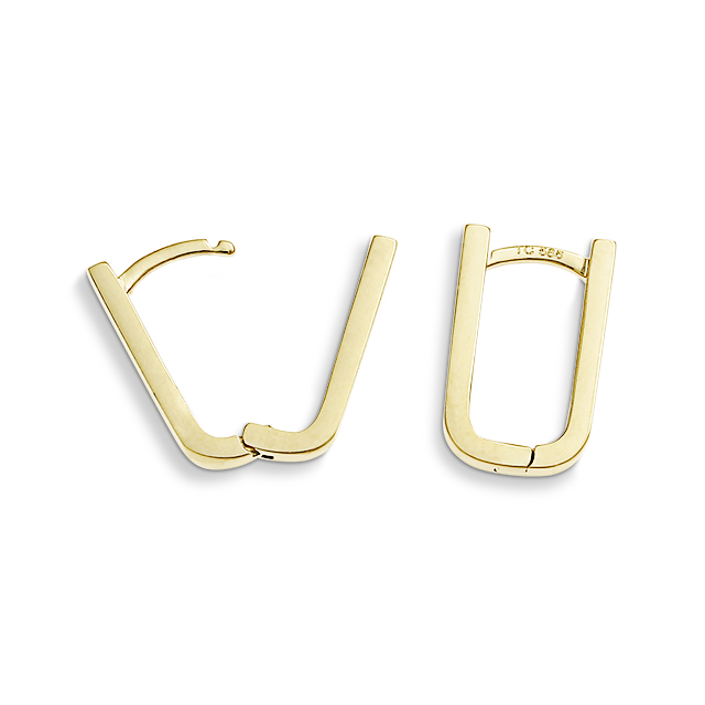 Creole 585 Gelbgold rechteckig mit Scharnier 14 x 9 mm, Breite 2,2 mm