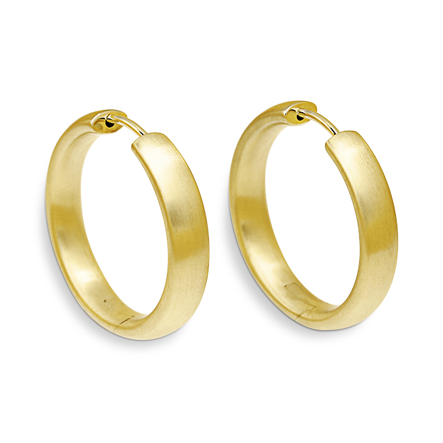 Creole rund mit Scharnier  925 Silber vergoldet  matt 25 mm