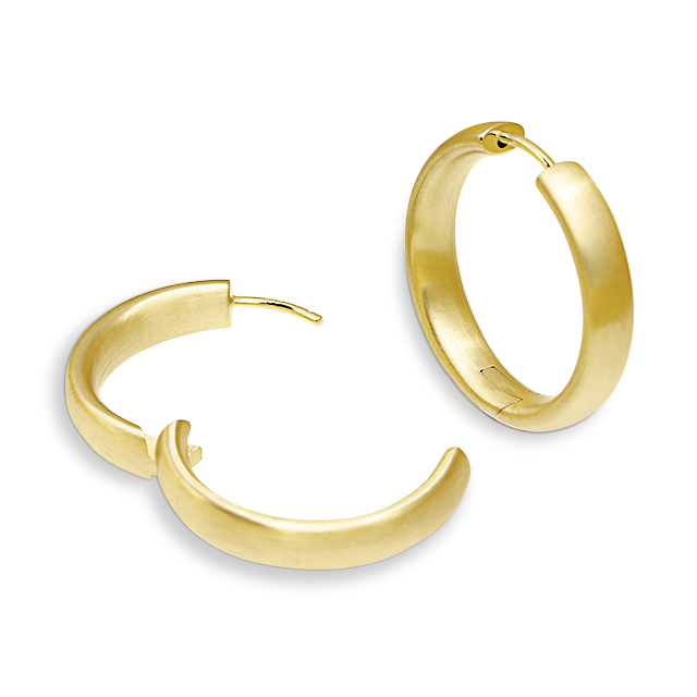 Creole rund mit Scharnier  925 Silber vergoldet  matt 25 mm