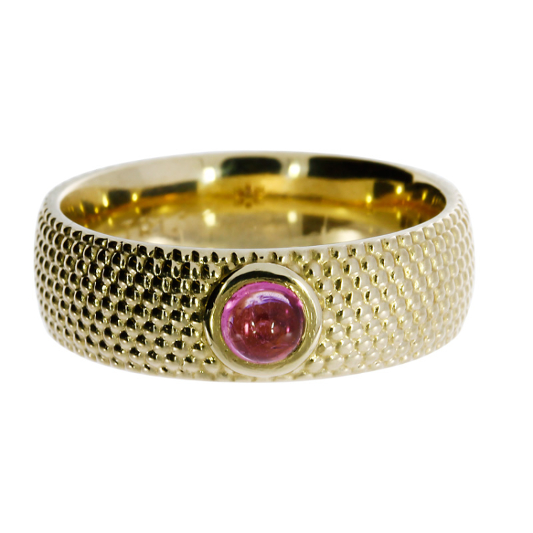 Ring Dots No2 - 7mm 585 gold tourmaline pink