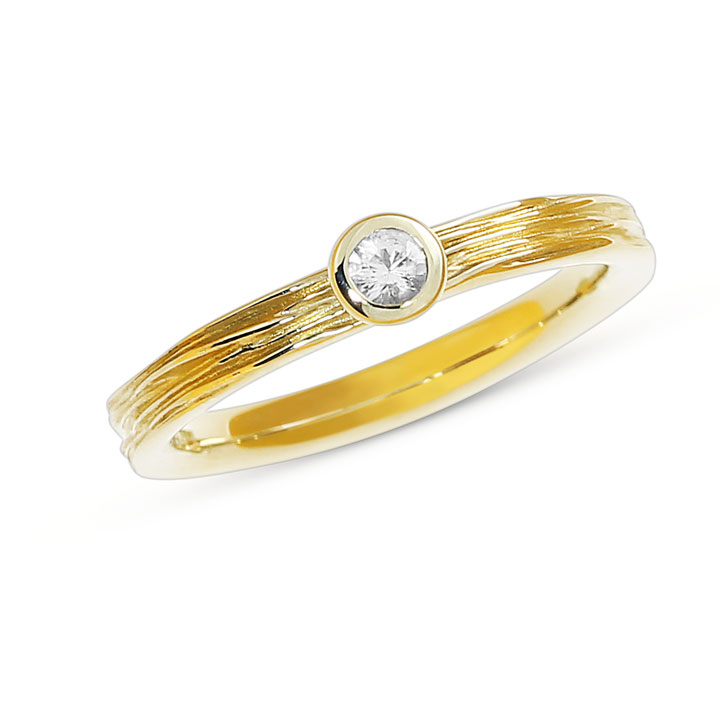Ring si crease 585 yellow gold diamond   