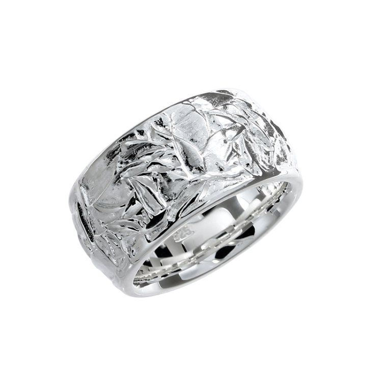 Ring Leaves Silber hell, 12 mm