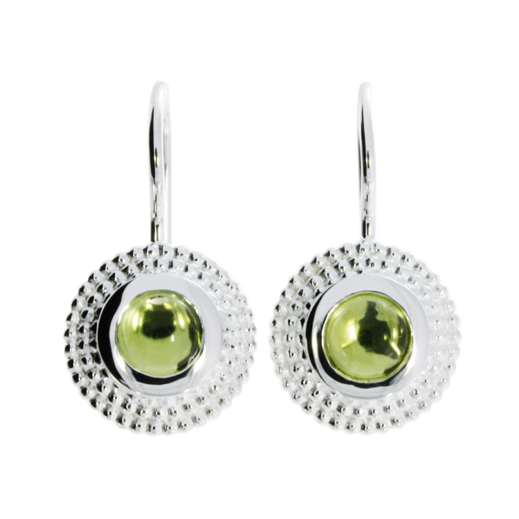 Earring dots silver peridot 5 mm  