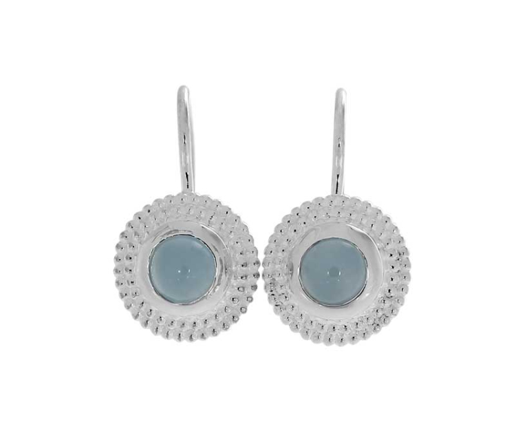 Dots earrings silver aquamarine 5 mm  