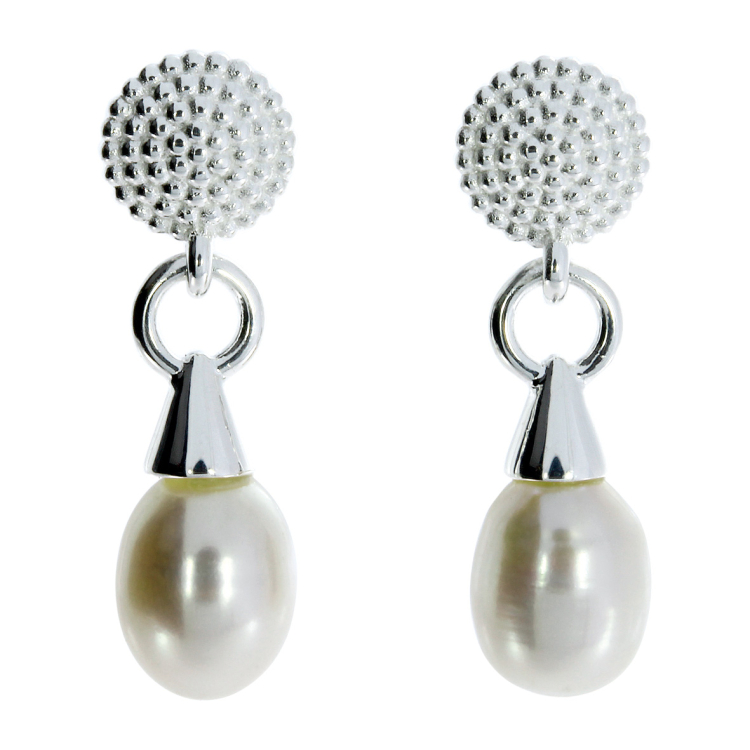 Earring dots si with pearl drops   Ring size 64
