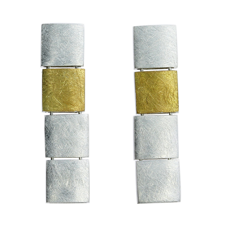 Earring silver with fine gold  