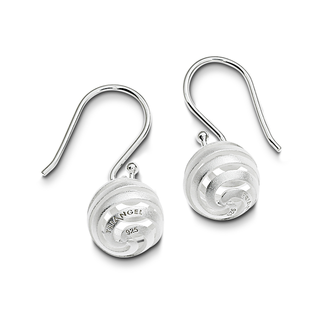 Earrings silver matt Escher ball 12 mm  