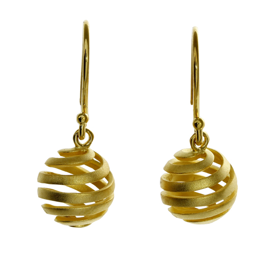 Earrings Escher silver fine gold plated ball 12 mm  