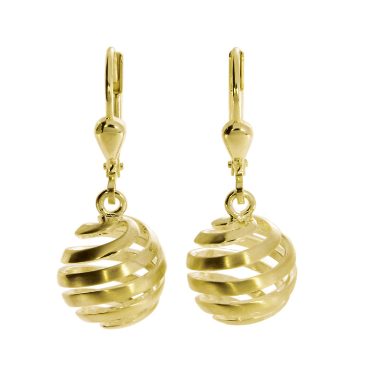 Earrings Escher ball 585 gold 12 mm   Ring size 56