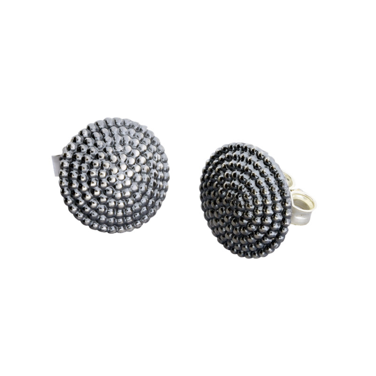 Stud earrings silver oyxdiert Dots 12 mm