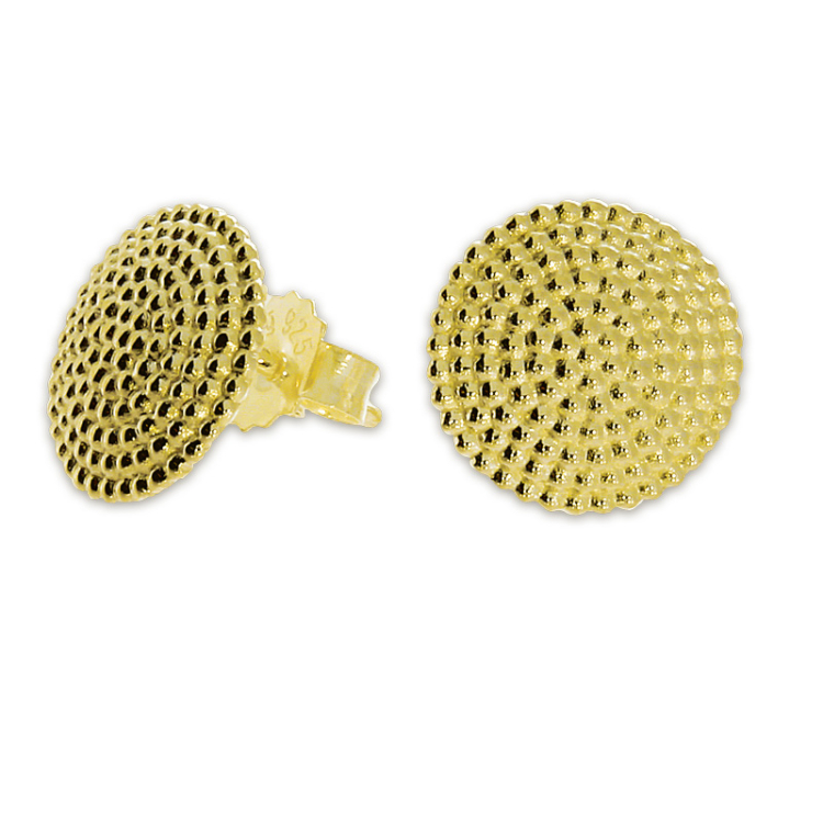 Stud earrings Dots silver yellow gold plating 12 mm
