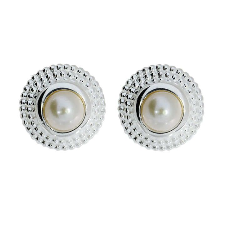 Stud earrings silver Dots pearl 3 mm