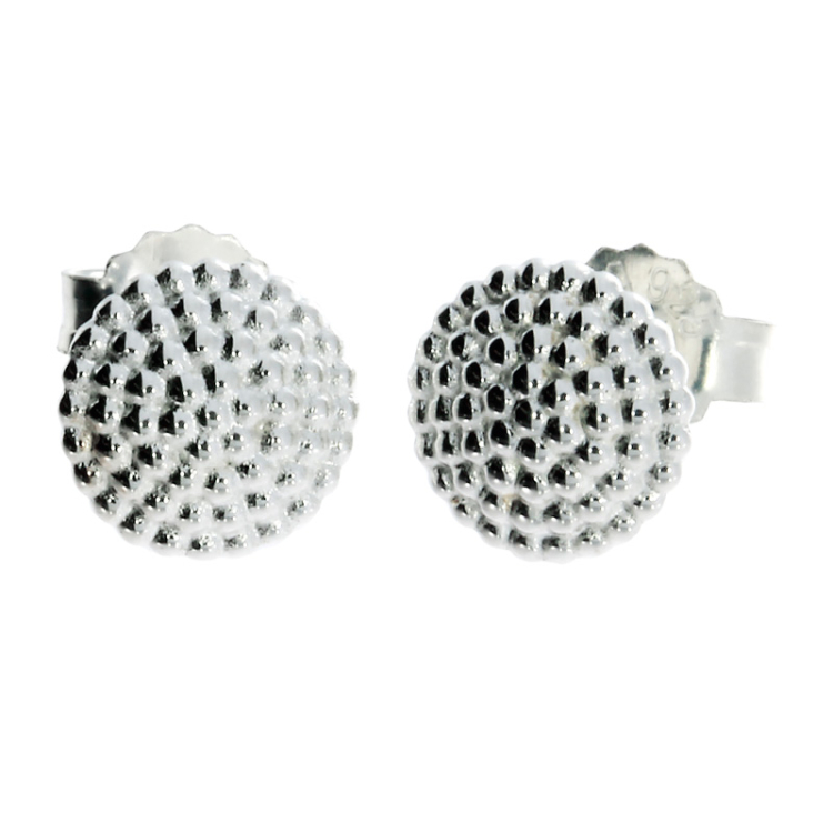 Stud earrings silver dots 8 mm