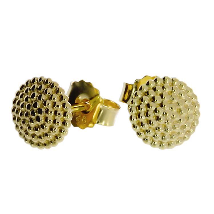 Stud earrings Dots 8 mm 585 gold
