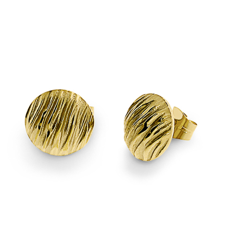 Stud earrings Crease round 9 mm 585 gold