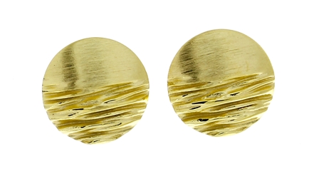 Crease stud earrings silver gold plated 12 mm 