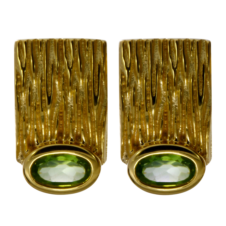 Stud earrings crease silver peridot fac gold-plated