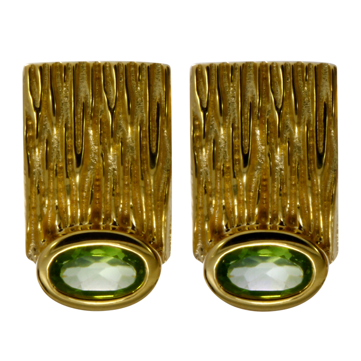 Ohrstecker  Crease Silber Peridot fac Gold-plattiert