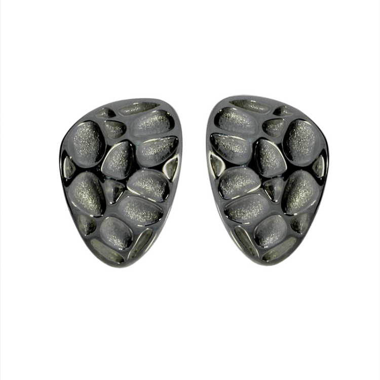 Stud earrings Voronoi silver anodised